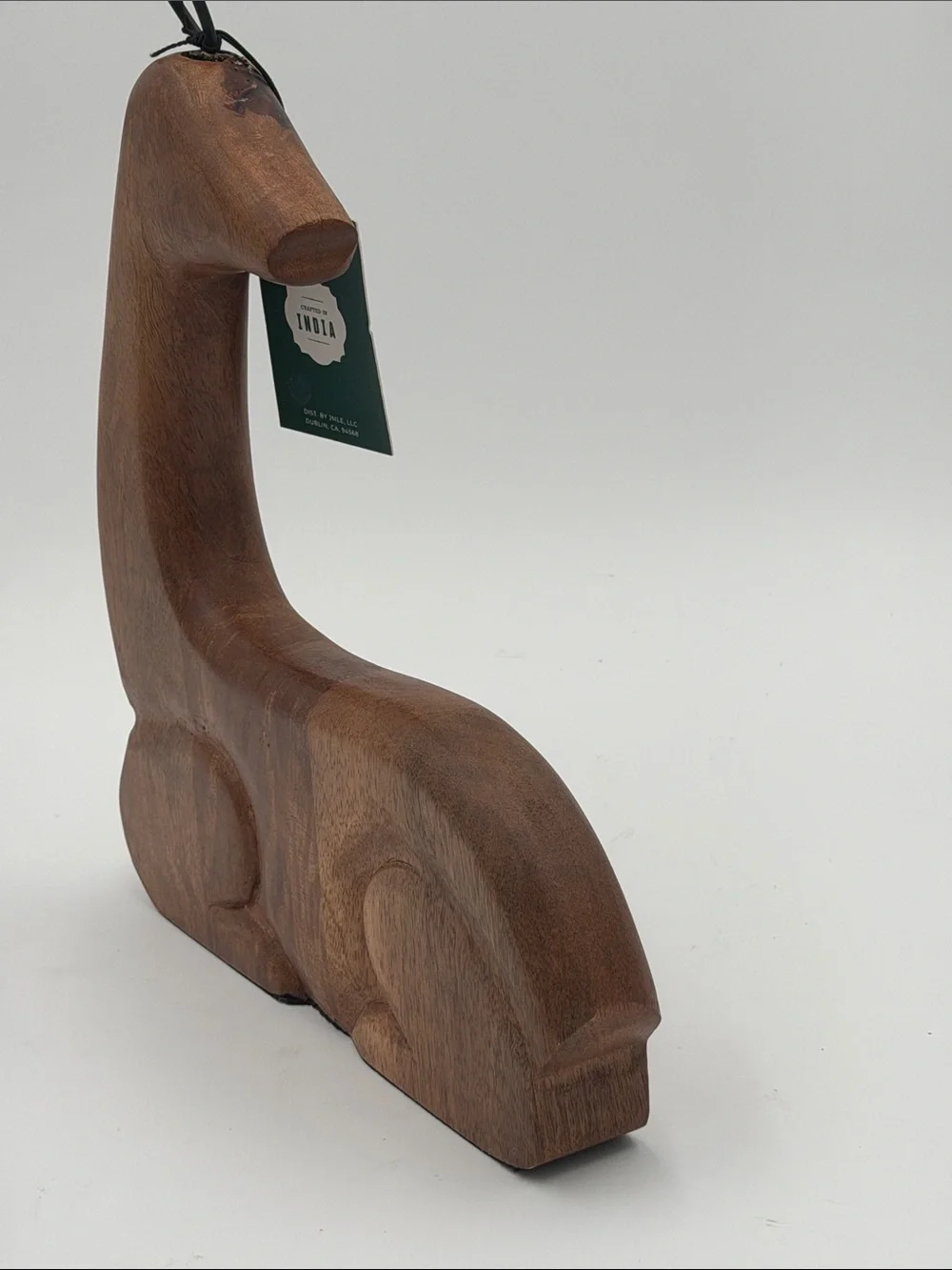 Wooden Deer Figurine with Metal Antlers - Brown